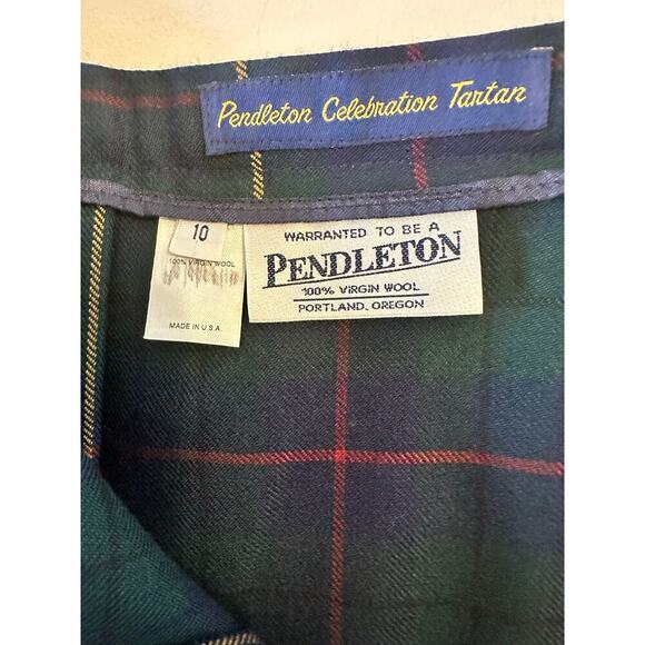 Pendleton Celebration Green Tartan Pleated Wool Midi Skirt Dark Academia Size 10 - Picture 6 of 9